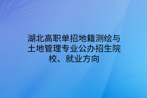 湖北高職單招地籍測(cè)繪與土地管理專(zhuān)業(yè)公辦招生院校、就業(yè)方向