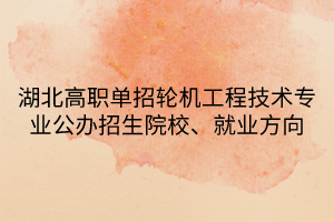 湖北高職單招輪機(jī)工程技術(shù)專業(yè)公辦招生院校、就業(yè)方向