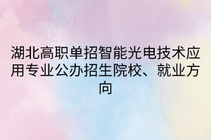 湖北高職單招智能光電技術(shù)應(yīng)用專業(yè)公辦招生院校、就業(yè)方向