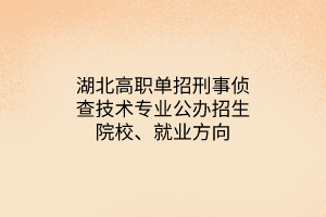 湖北高職單招刑事偵查技術(shù)專業(yè)公辦招生院校、就業(yè)方向