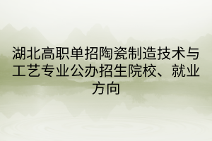 湖北高職單招陶瓷制造技術與工藝專業(yè)