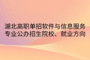 湖北高職單招軟件與信息服務專業(yè)公辦招生院校、就業(yè)方向
