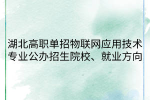 湖北高職單招物聯(lián)網(wǎng)應(yīng)用技術(shù)專業(yè)公辦招生院校、就業(yè)方向