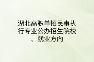 湖北高職單招民事執(zhí)行專業(yè)公辦招生院校、就業(yè)方向