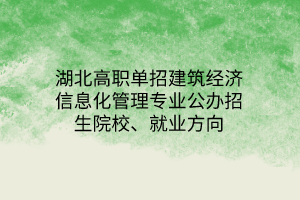 湖北高職單招建筑經(jīng)濟(jì)信息化管理專業(yè)公辦招生院校、就業(yè)方向