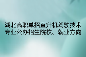 湖北高職單招直升機(jī)駕駛技術(shù)專業(yè)公辦招生院校、就業(yè)方向