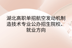湖北高職單招航空發(fā)動機(jī)制造技術(shù)專業(yè)