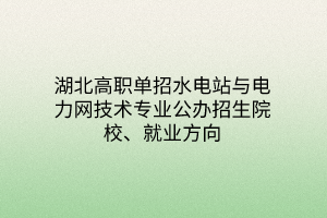 湖北高職單招水電站與電力網(wǎng)技術(shù)專業(yè)公辦招生院校、就業(yè)方向