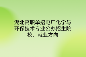 湖北高職單招電廠(chǎng)化學(xué)與環(huán)保技術(shù)專(zhuān)業(yè)公辦招生院校、就業(yè)方向