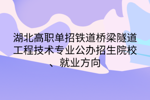 湖北高職單招鐵道橋梁隧道工程技術(shù)專業(yè)公辦招生院校、就業(yè)方向