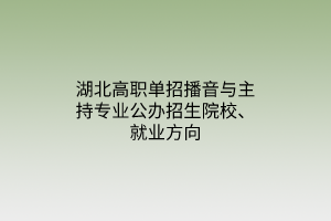 湖北高職單招播音與主持專業(yè)公辦招生院校、就業(yè)方向