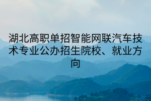 湖北高職單招智能網聯(lián)汽車技術專業(yè)