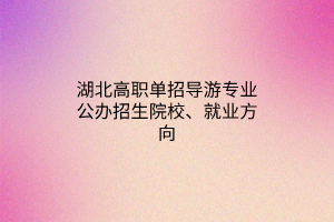 湖北高職單招導(dǎo)游專業(yè)公辦招生院校、就業(yè)方向