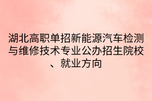 湖北高職單招新能源汽車檢測(cè)與維修技術(shù)專業(yè)公辦招生院校、就業(yè)方向