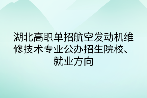 湖北高職單招航空發(fā)動機維修技術專業(yè)