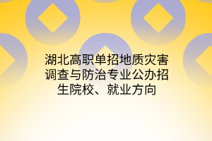 湖北高職單招地質(zhì)災(zāi)害調(diào)查與防治專業(yè)公辦招生院校、就業(yè)方向
