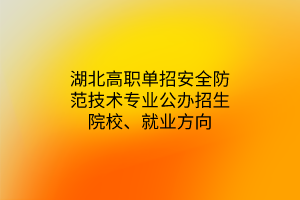 湖北高職單招安全防范技術專業(yè)公辦招生院校、就業(yè)方向
