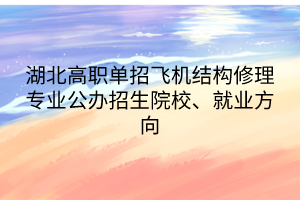 湖北高職單招飛機(jī)結(jié)構(gòu)修理專業(yè)公辦招生院校、就業(yè)方向