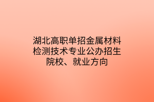 湖北高職單招金屬材料檢測技術(shù)專業(yè)公辦招生院校、就業(yè)方向
