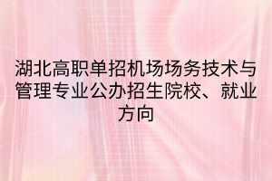 湖北高職單招機(jī)場(chǎng)場(chǎng)務(wù)技術(shù)與管理專業(yè)公辦招生院校、就業(yè)方向