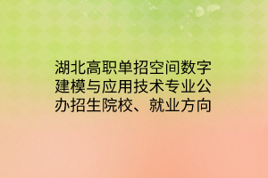 湖北高職單招空間數(shù)字建模與應(yīng)用技術(shù)專業(yè)公辦招生院校、就業(yè)方向