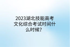 2023湖北技能高考文化綜合考試時間什么時候？