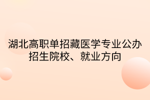 湖北高職單招藏醫(yī)學專業(yè)公辦招生院校、就業(yè)方向
