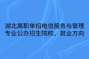 湖北高職單招電信服務(wù)與管理專業(yè)公辦招生院校、就業(yè)方向