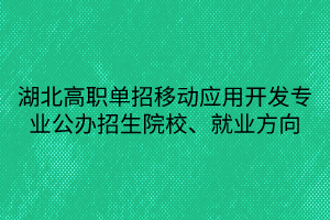湖北高職單招移動應(yīng)用開發(fā)專業(yè)公辦招生院校、就業(yè)方向
