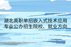 湖北高職單招嵌入式技術應用專業(yè)公辦招生院校、就業(yè)方向