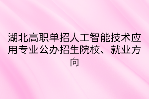 湖北高職單招人工智能技術(shù)應(yīng)用專業(yè)公辦招生院校、就業(yè)方向