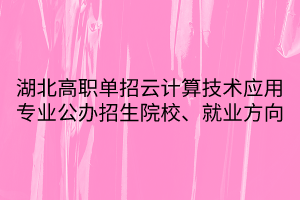湖北高職單招云計算技術應用專業(yè)公辦招生院校、就業(yè)方向