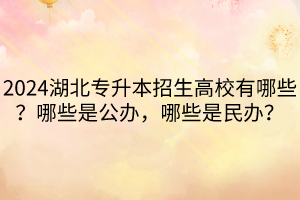 2024湖北專升本招生高校有哪些？哪些是公辦，哪些是民辦？