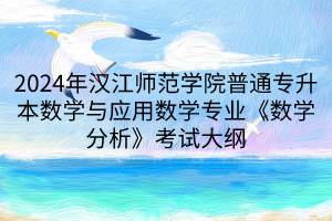 2024年漢江師范學院普通專升本數學與應用數學專業(yè)《數學分析》考試大綱(1)