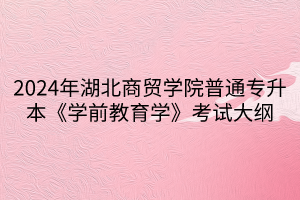 2024年湖北商貿(mào)學(xué)院普通專(zhuān)升本《學(xué)前教育學(xué)》考試大綱(1)
