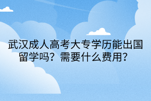 武漢成人高考大專學歷能出國留學嗎？需要什么費用？