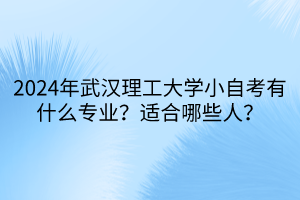 2024年武漢理工大學(xué)小自考有什么專業(yè)？適合哪些人？