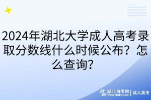 2024年湖北大學成人高考錄取分數(shù)線什么時候公布？怎么查詢？