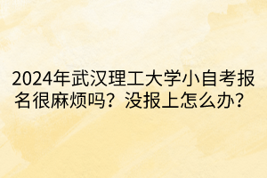 2024年武漢理工大學(xué)小自考報(bào)名很麻煩嗎？沒報(bào)上怎么辦？