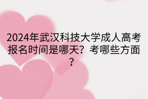 2024年武漢科技大學成人高考報名時間是哪天？考哪些方面？