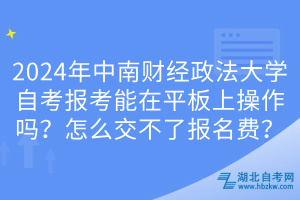 2024年中南財(cái)經(jīng)政法大學(xué)自考報(bào)考能在平板上操作嗎？怎么交不了報(bào)名費(fèi)？