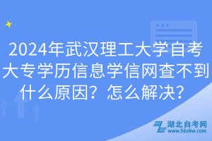 2024年武漢理工大學(xué)自考大專學(xué)歷信息學(xué)信網(wǎng)查不到什么原因？怎么解決？