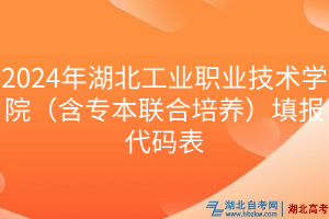 2024年湖北工業(yè)職業(yè)技術(shù)學(xué)院（含專(zhuān)本聯(lián)合培養(yǎng)）填報(bào)代碼表