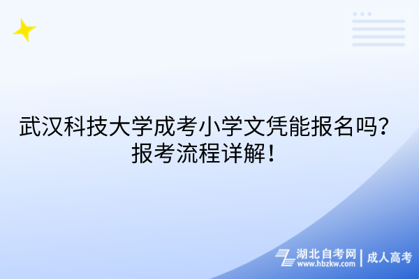 武漢科技大學成考小學文憑能報名嗎？報考流程詳解！