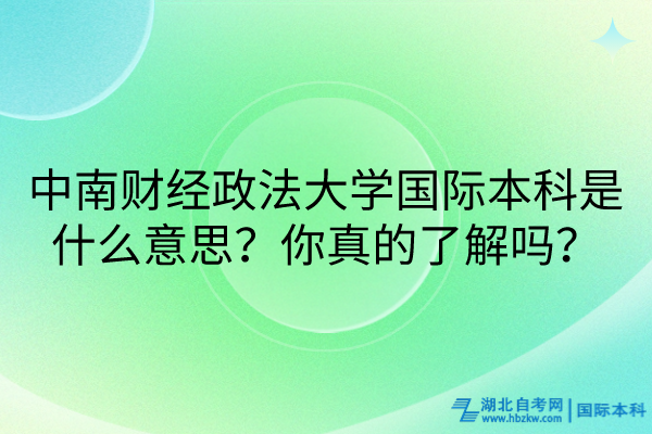 中南財(cái)經(jīng)政法大學(xué)國(guó)際本科是什么意思？你真的了解嗎？