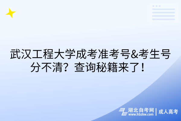 武漢工程大學(xué)成考準(zhǔn)考號(hào)&考生號(hào)分不清？查詢秘籍來(lái)了！