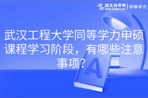 武漢工程大學(xué)同等學(xué)力申碩課程學(xué)習(xí)階段，有哪些注意事項(xiàng)？