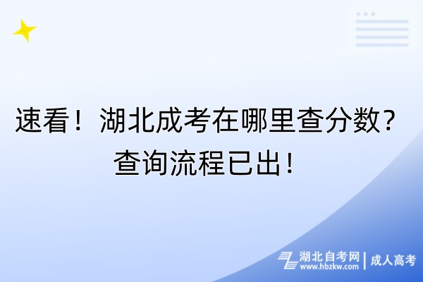 速看！湖北成考在哪里查分?jǐn)?shù)？查詢流程已出！