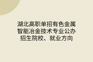 湖北高職單招有色金屬智能冶金技術(shù)專業(yè)公辦招生院校、就業(yè)方向