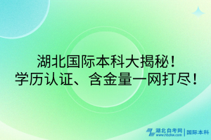湖北國際本科大揭秘！學歷認證、含金量一網(wǎng)打盡！